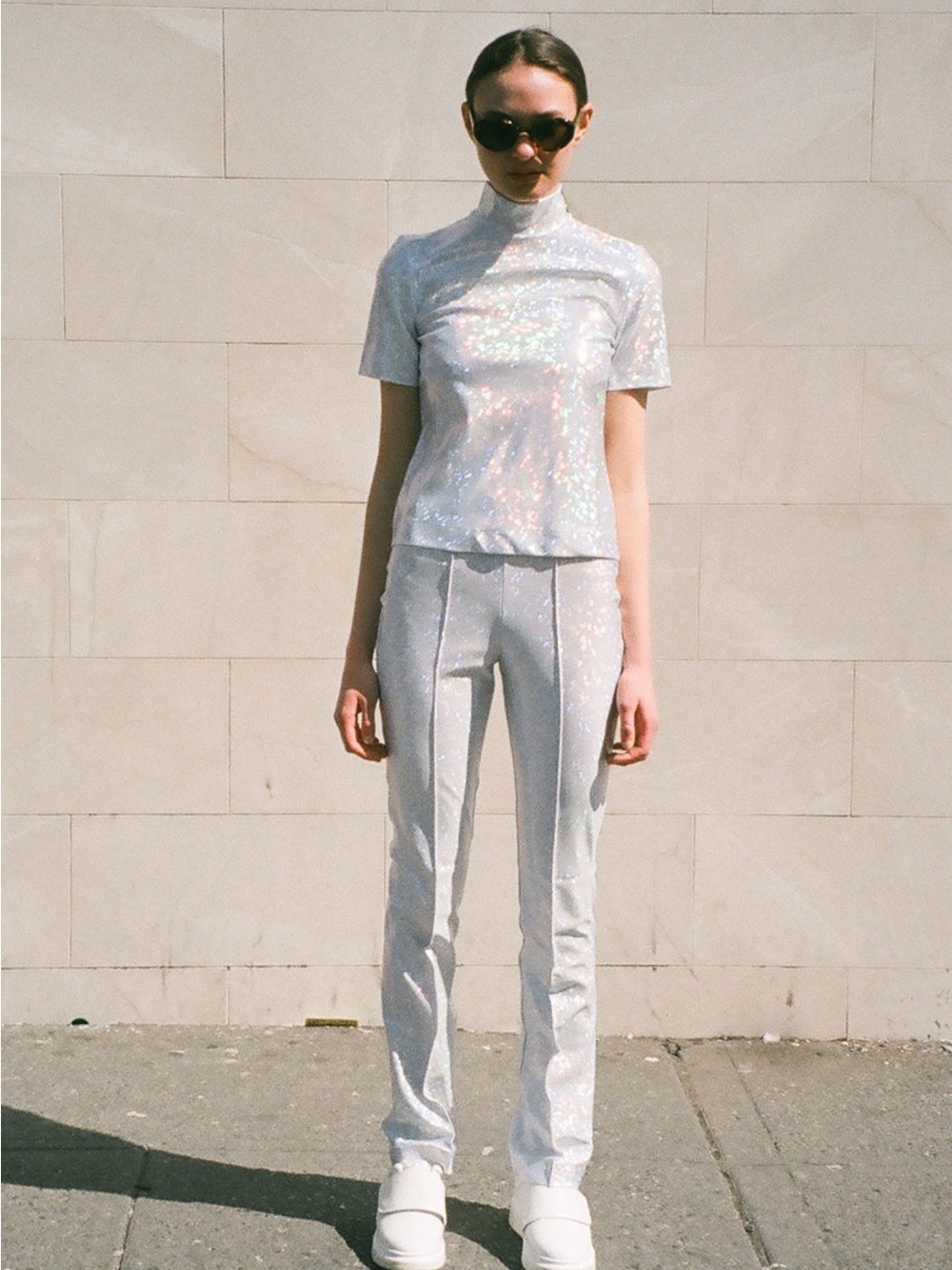 Saks Potts White Iridescent Sequin Top View 2